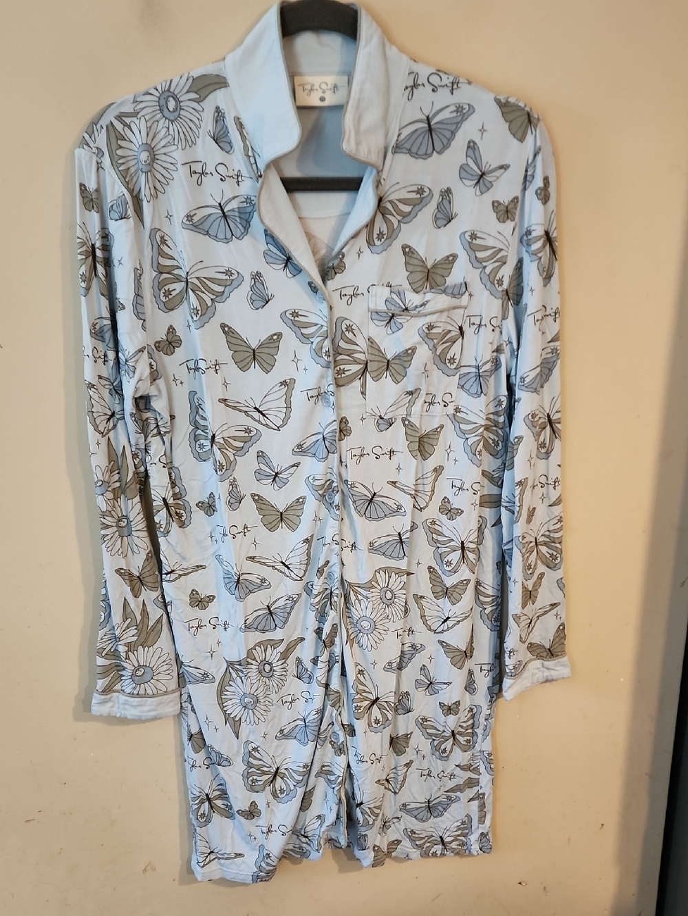 Taylor Swift Pale Blue Butterfly & Daisy Button-Front Nightgown